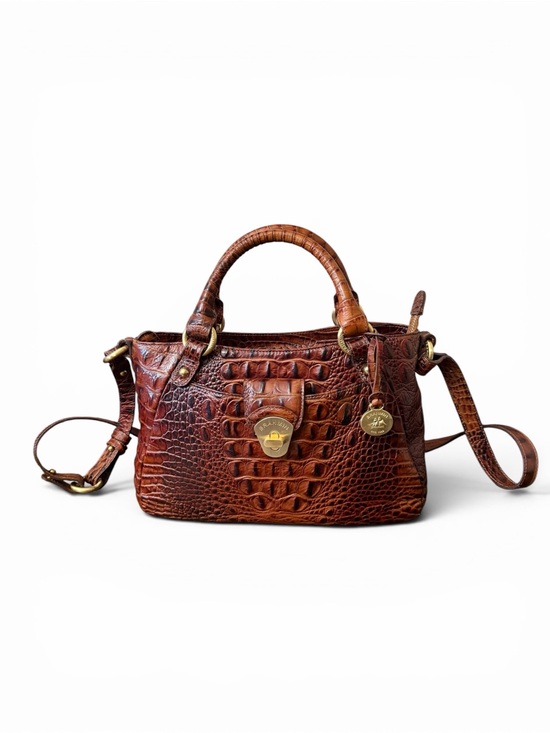 Brahmin Handbags - Vintage Brahmin Melbourne Croc Embossed Leather Crossbody Satchel – Pecan